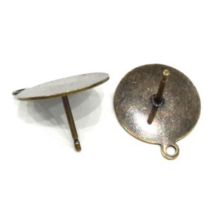 OLD GOLD ROUND DISC EARRING WITH RING