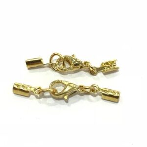 FERMOIR MOUSQUETON Ø 10MM + 2 ATTACHE LACET POUR CORDON DE Ø 1,5MM