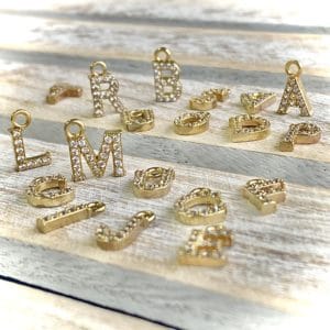 LETTER CHARM WITH CRYSTALS