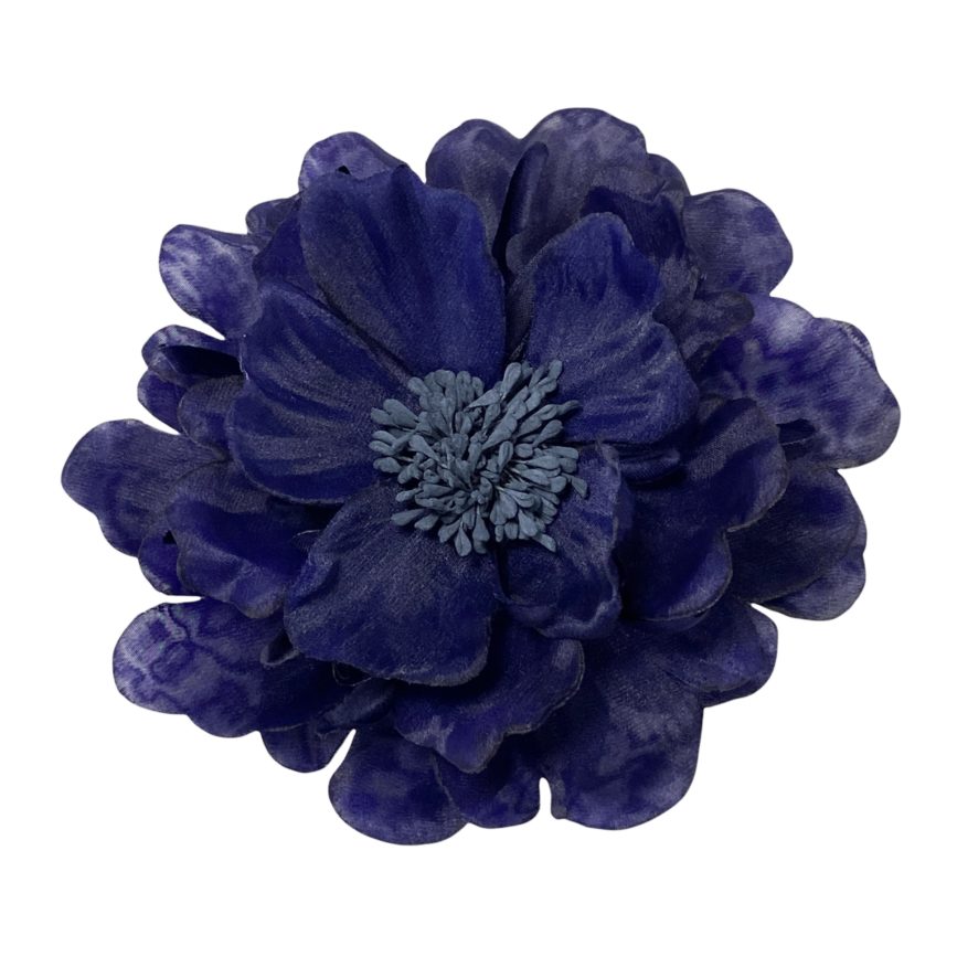 NAVY BLUE 14CM ORGANDY FLAT FLOWER AND PISTILS