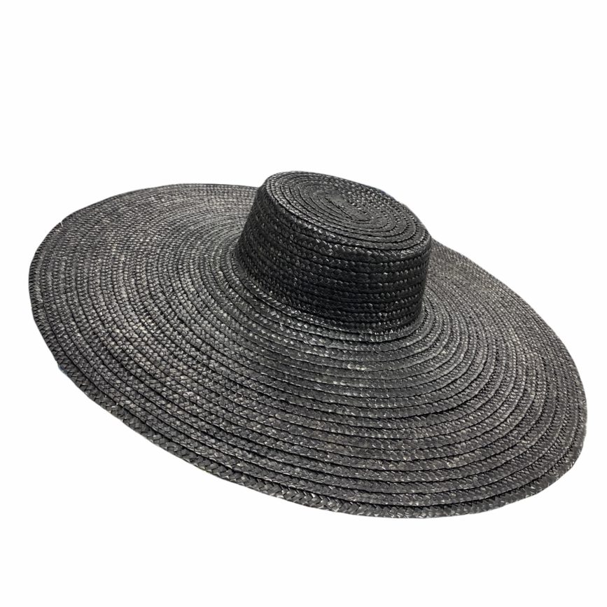 BLACK NATURAL STRAW HAT HIGH CUP