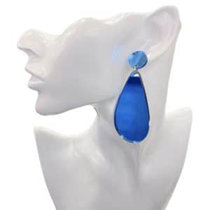 BIG BLUE TEARDROP METHACRYLATE EARRINGS