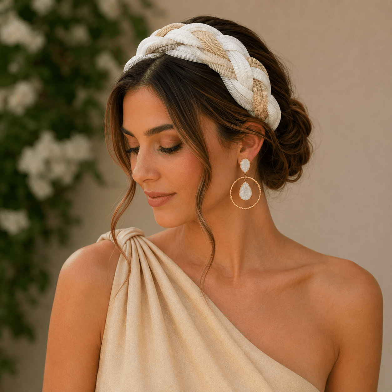 BEIGE CRISTINA BRAID HEADBAND