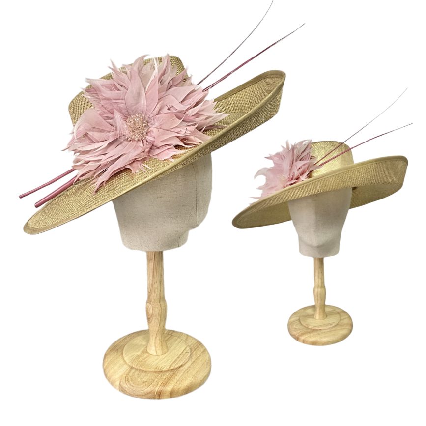 PINK BARDA FEATHERED FLOWER WOMEN GUEST HAT