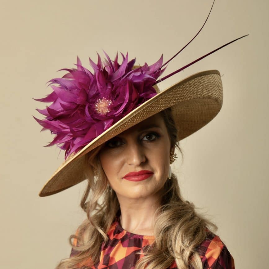 BARDA FEATHERED FLOWER WOMEN GUEST HAT