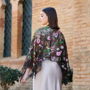 MULTICOLOURED EMBROIDERED TULLE PARTY CAPE