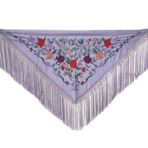 LILAC WITH FLOWERS EMBROIDERED FLAMENCO SHAWL