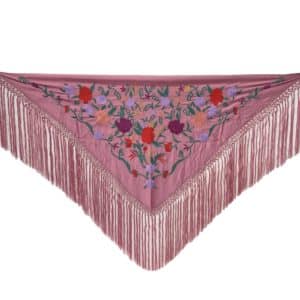 PINK WITH FLOWERS EMBROIDERED FLAMENCO SHAWL