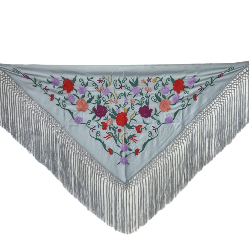 EMBROIDERED SOAPY GREEN FLAMENCO SHAWL