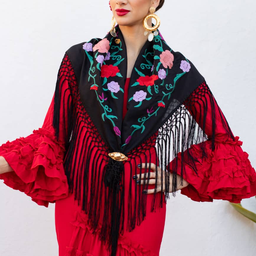 mantoncillo de flamenca magdalena negro económico