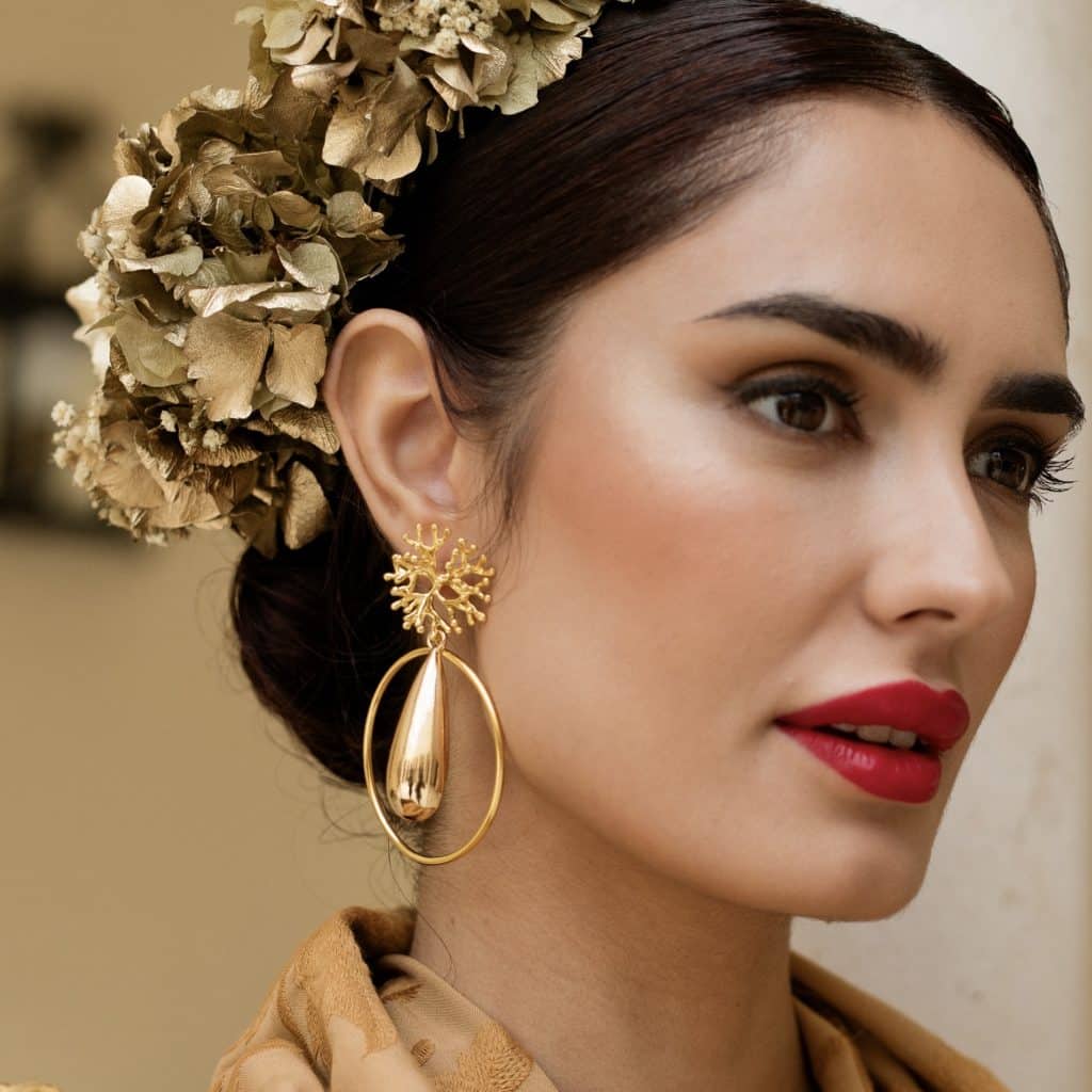 Boucles D'oreilles Anciennes Luxe - Forme Panthère - Plaqué Or Avec Turquoise Véritable - Occasion - Pendantes à Clous
