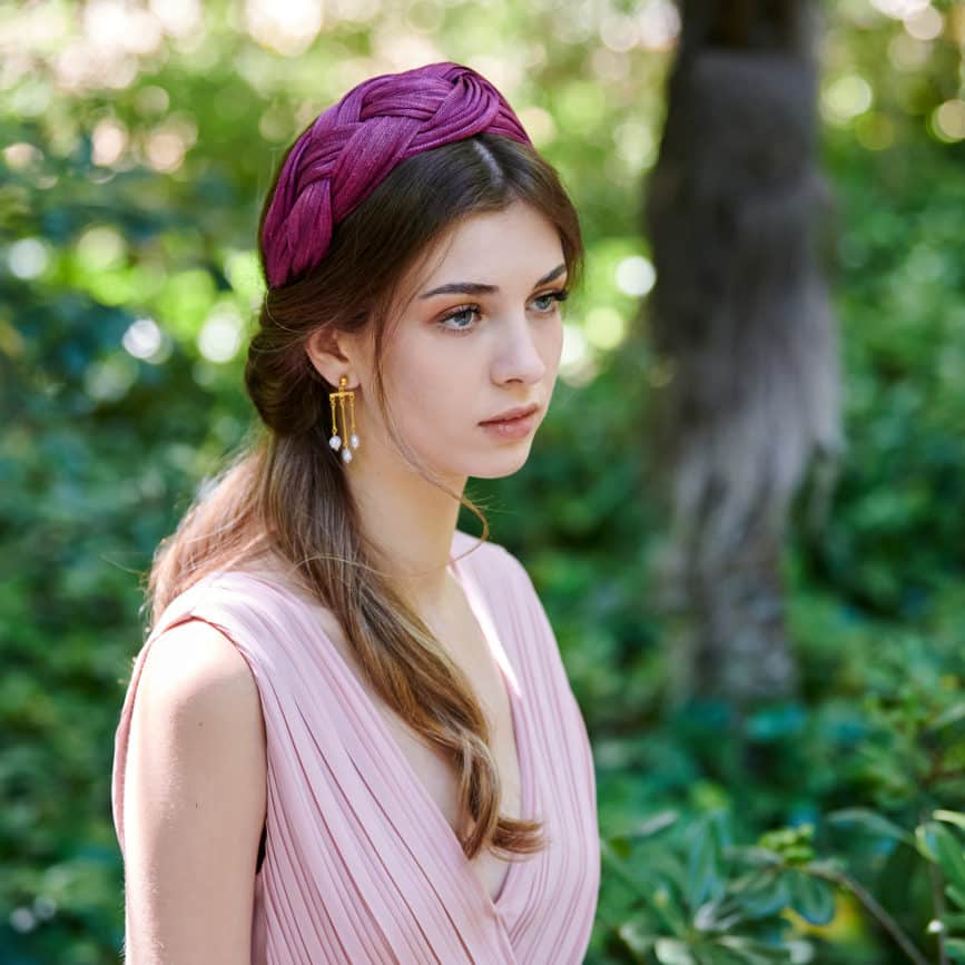 Bandeau Serre-tête En Soie Bleu Paon - Taille Unique, Occasion, Style Diadème