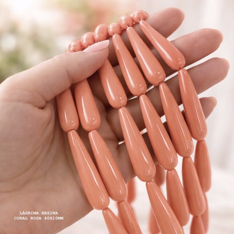 lÁgrima de resina 40x10mm coral rosa portada