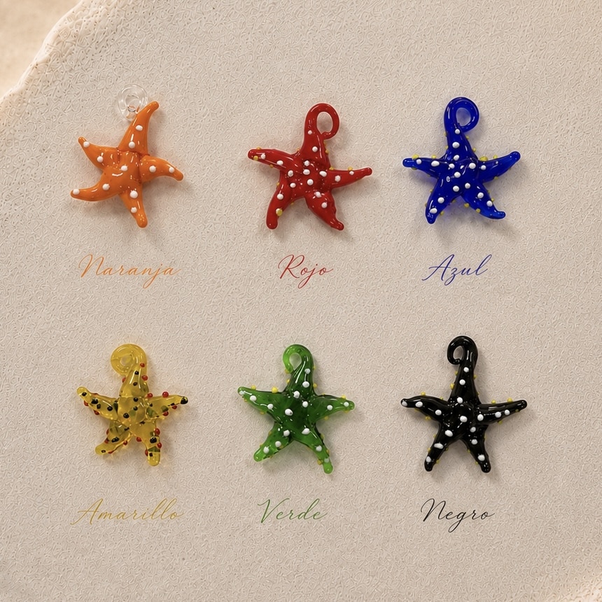 colgante cristal de murano estrella de mar 40mm de colores