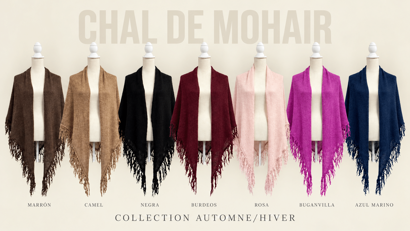 chal de mohair de colores