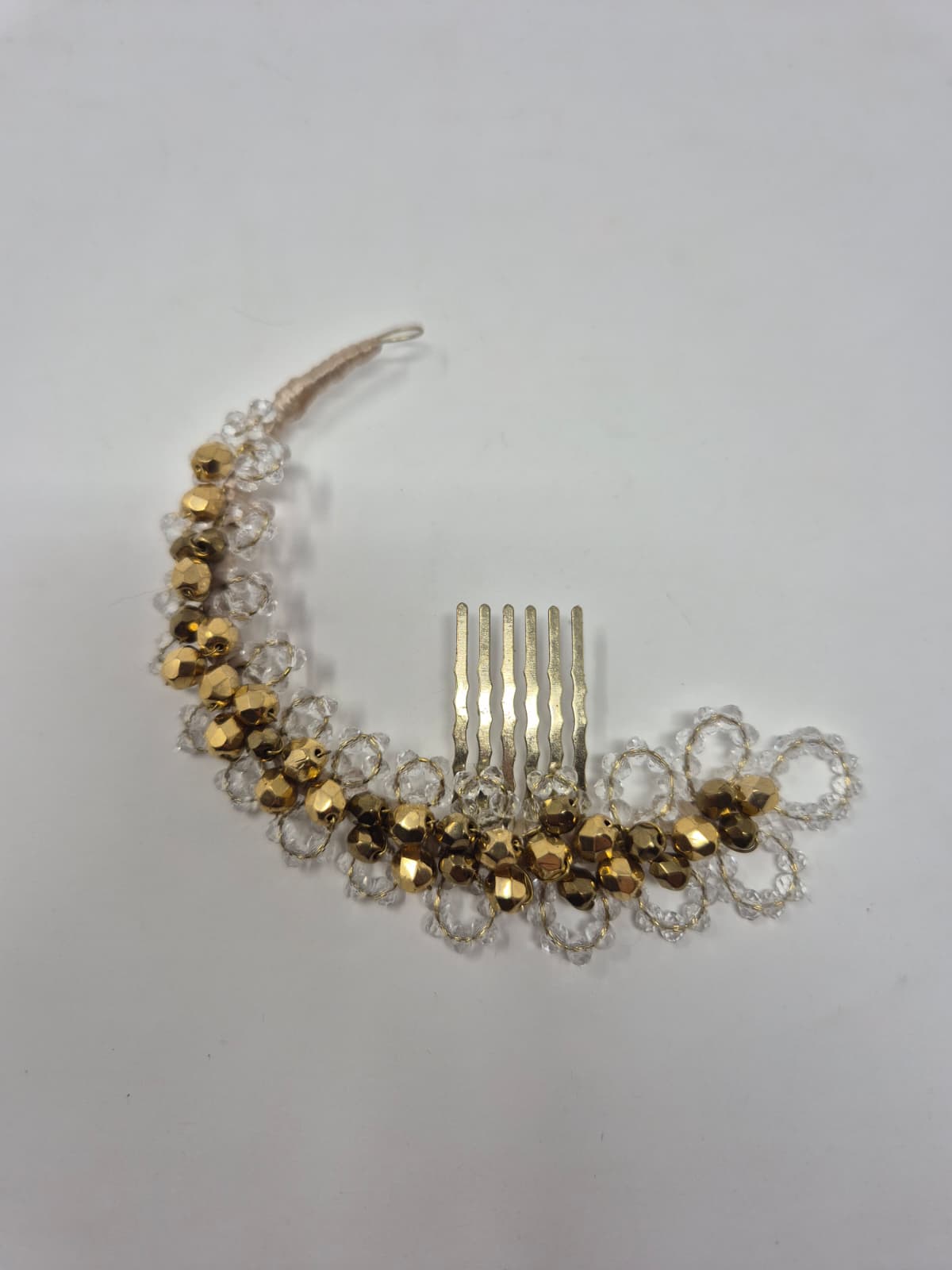 tocado joya lucÍa para novias o invitadas dorado