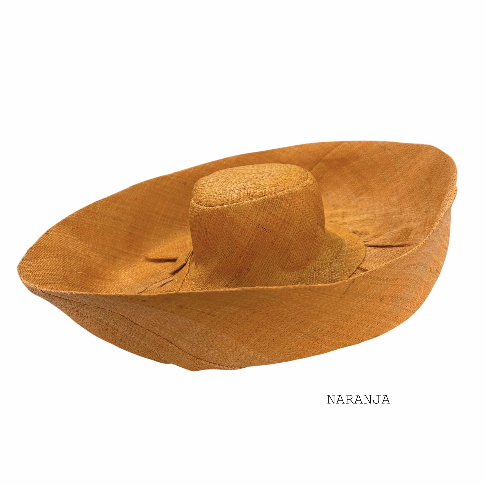 sombrero de rafia natural para invitadas naranja