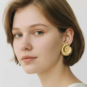 BOUCLES D'OREILLES AMMONITE DORÉES BRILLANTES