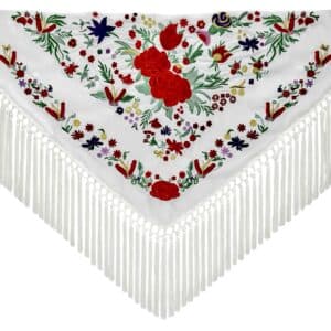 mantoncillo de flamenca imperial blanco roto con rojo portada
