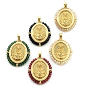 PENDENTIF VIERGE DU ROCIO AVEC CADRE DE PERLES
