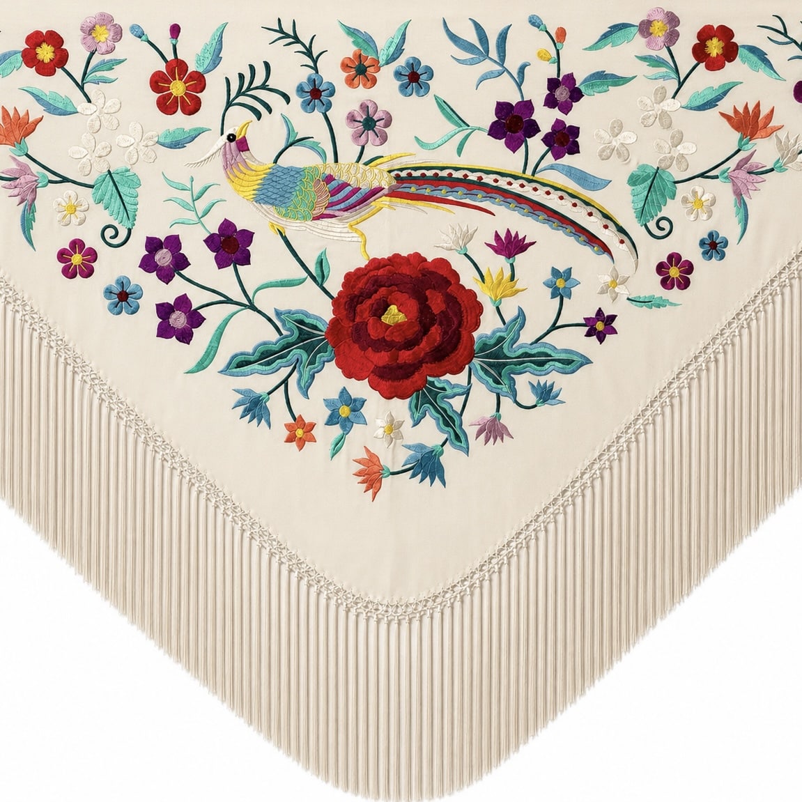 mantoncillo de flamenca faisÁn blanco roto