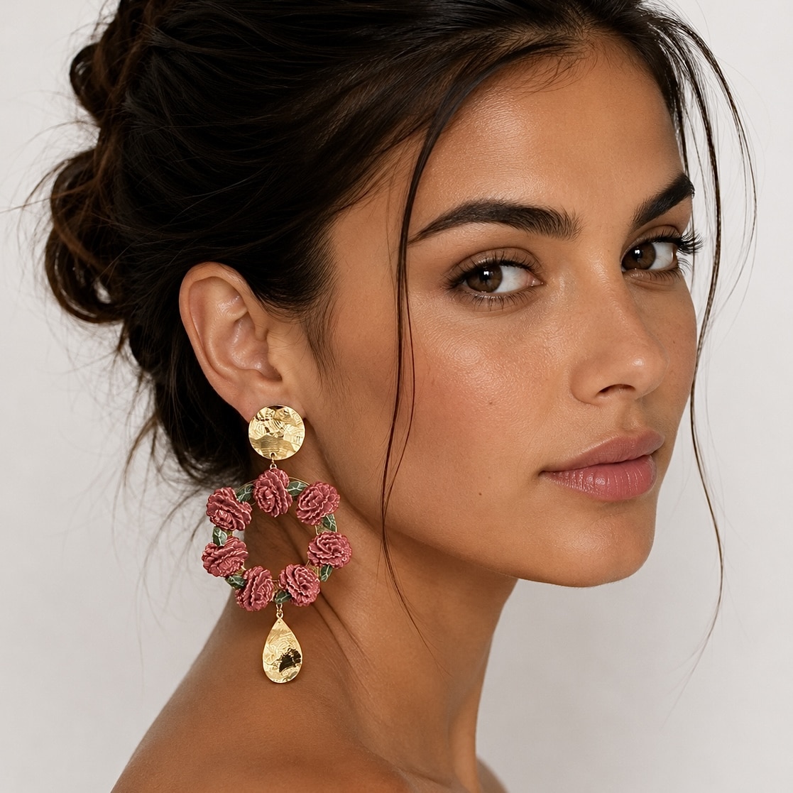 pendientes de clavel esmaltado adonis de flamenca