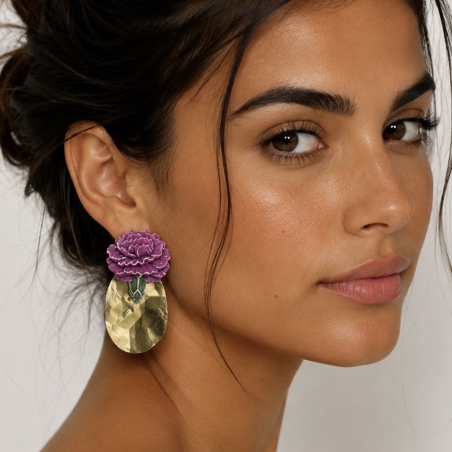 pendientes de clavel esmaltado gadir de fiesta