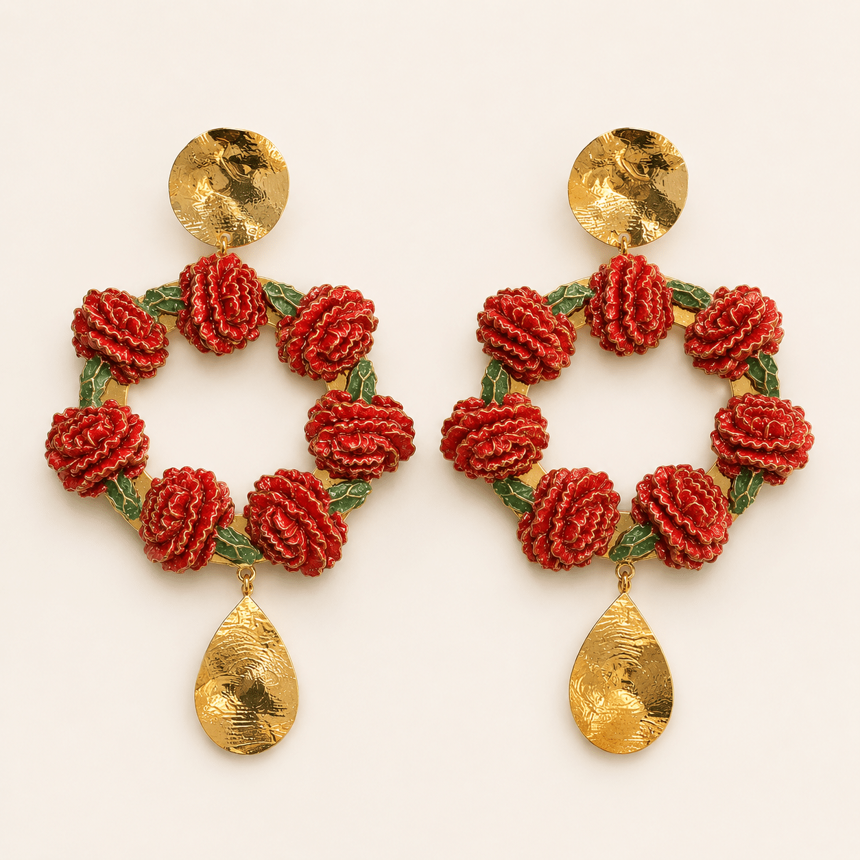 pendientes de clavel esmaltado adonis de estudio