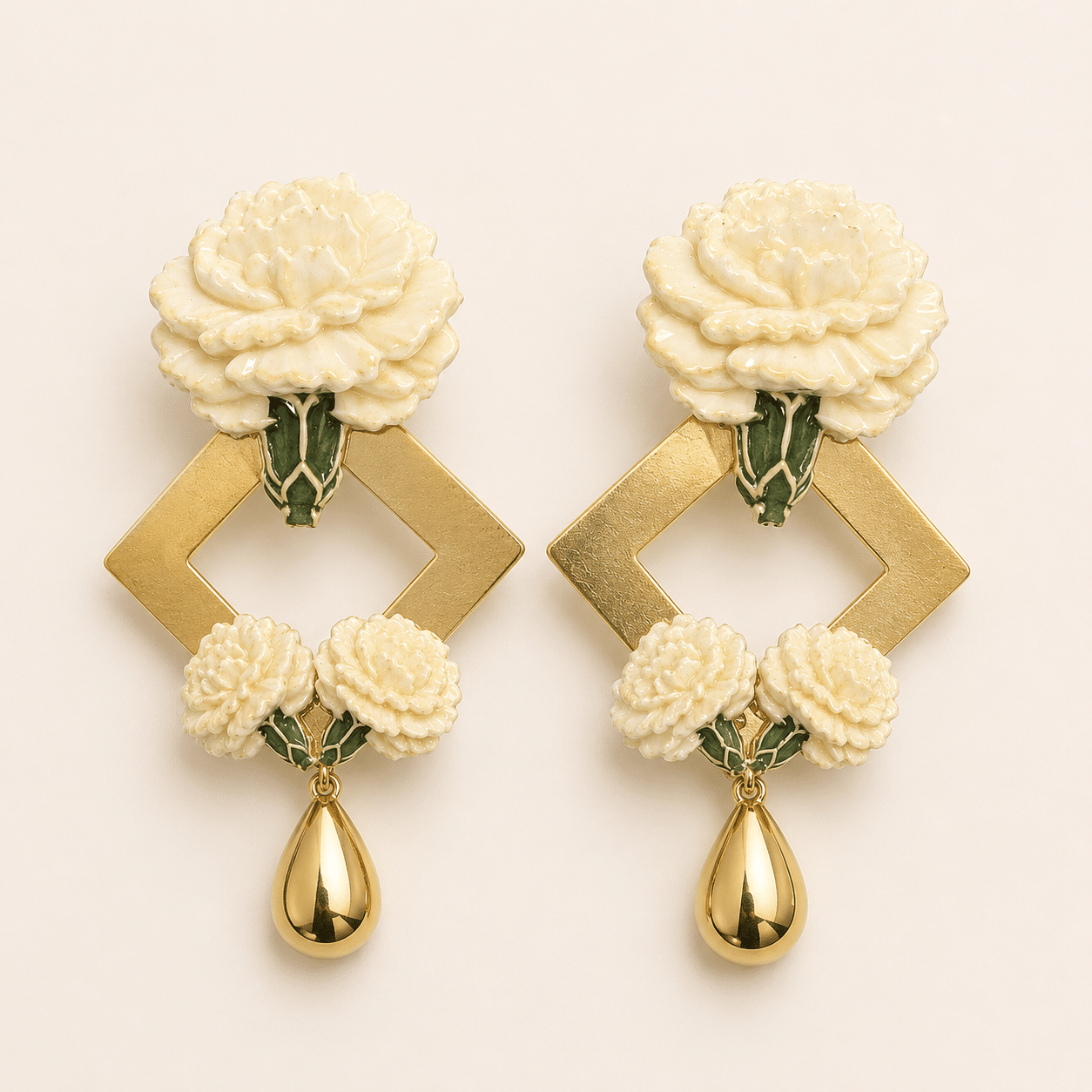 pendientes de clavel esmaltado hispalis de estudio