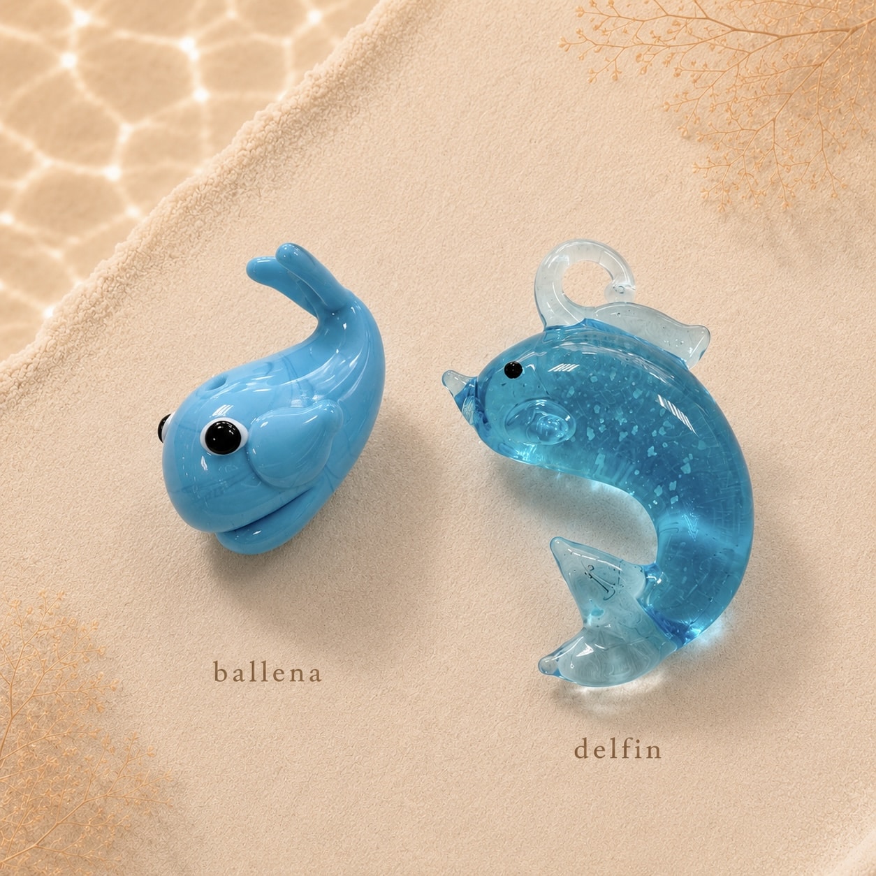 MURANO GLASS WHALE AND DOLPHIN PENDANT