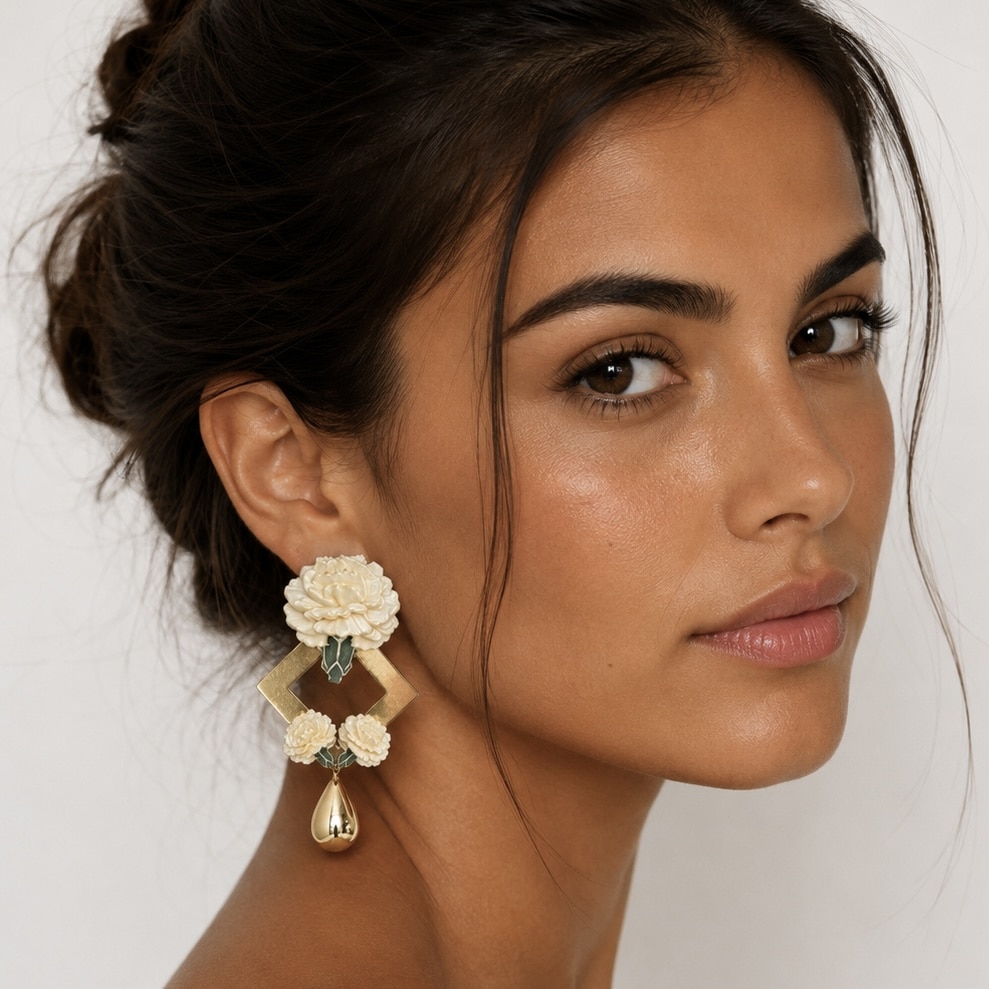 pendientes de clavel esmaltado hispalis de flamenca