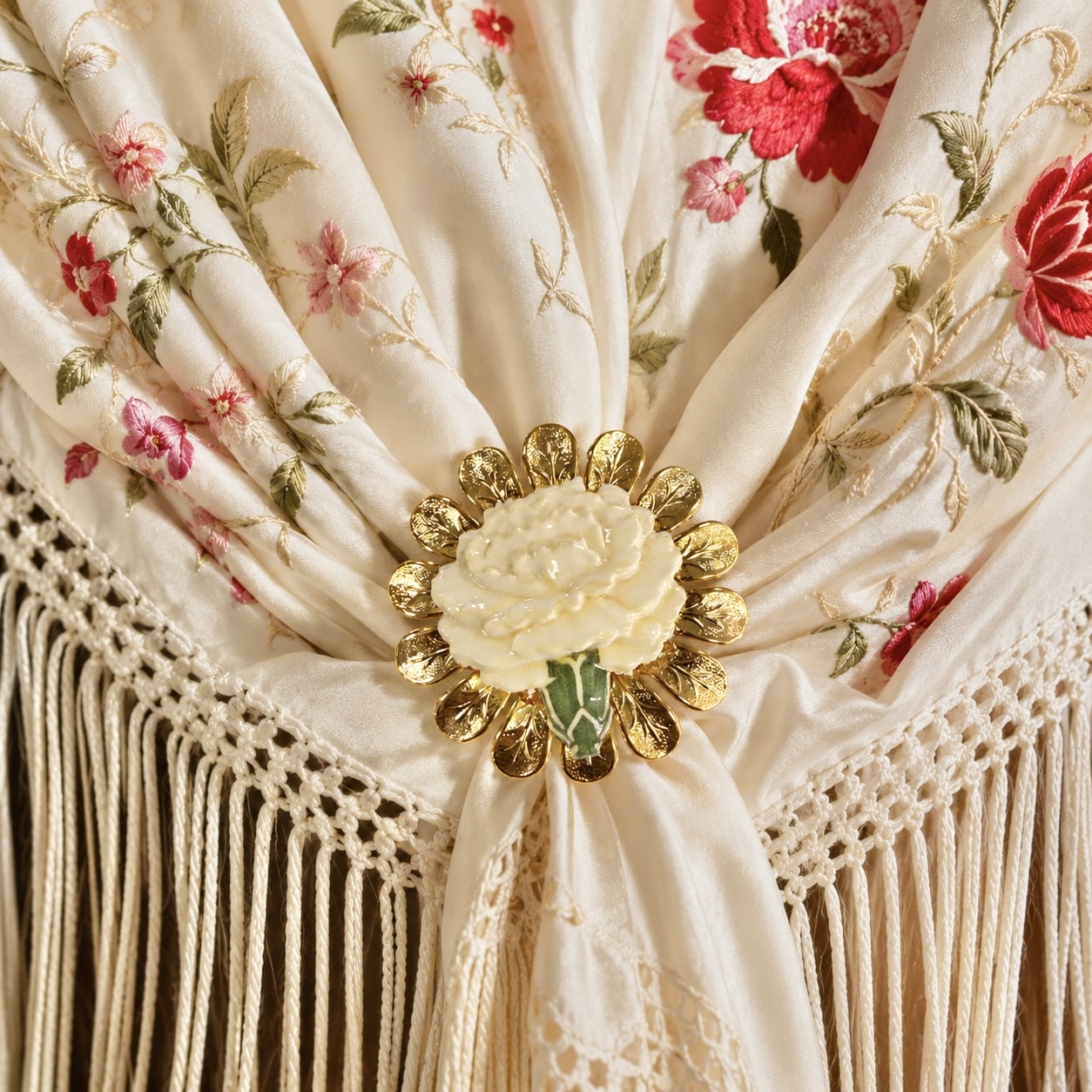 broche de clavel esmaltado de romeria