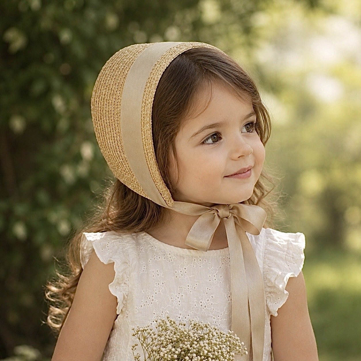 capota basica de paja natural para niño de ceremonia