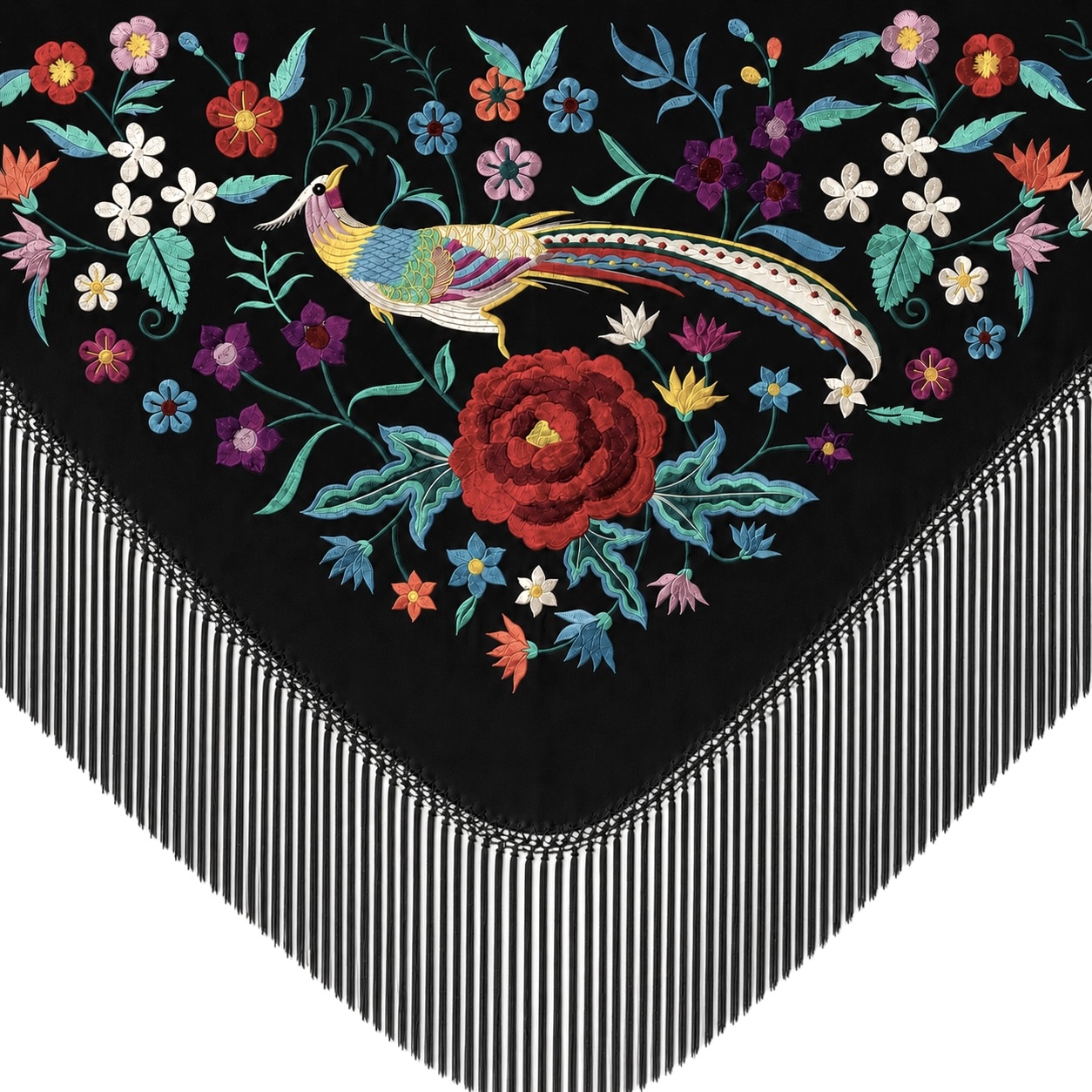 mantón de faisan negro de flamenca barato
