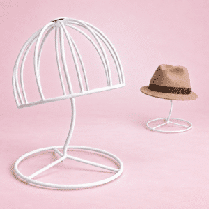 expositor de sombrero jaula blanco portada