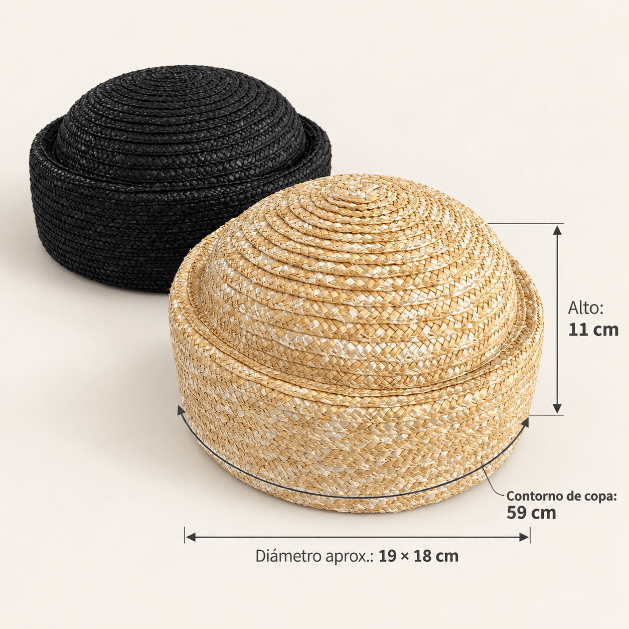 casquete pillbox de paja natural stirling medidas